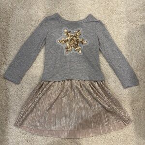 Jenna & Jessie Winter Snowflake Dress Gold Sequins size 6